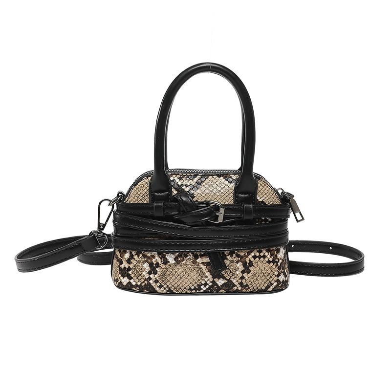 Bags This year, popular small bags 2025 new European and American fashion snake pattern retro portable women's shoulder shell bag
