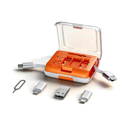 60W Retractable Charging Cable, 4-Level Adjustable Multi Charging Cord with Storage Case, Fast Charging Compatible with USB-C, Lightning, Micro USB