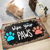 Funny Wipe Your Paws Doormat Cute Colorful Dog Cat Footprint Welcome Mat Pet Lover Home Entryway Decor Rug Floor Carpet
