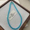 Summer ice blue high-transparency crystal necklace, sea blue treasure color niche collarbone chain, women's personality cold and simple