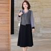 Yuzhaolin Women's Autumn Faux Two-Piece Mid-Length Dress
