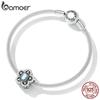 BAMOER 925 Sterling Silver Delicate Flower Charm Fit for Women Shining Stone Charms Original Bracelet & Bangle Fine Jewelry Gift
