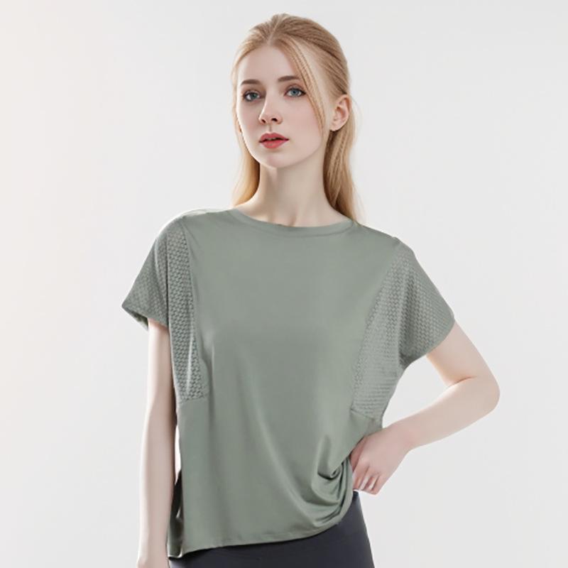 

Женский комплект для йоги и бега с коротким рукавом: Дышащий спортивный топ с брюками для йоги, летняя фитнес-одежда S