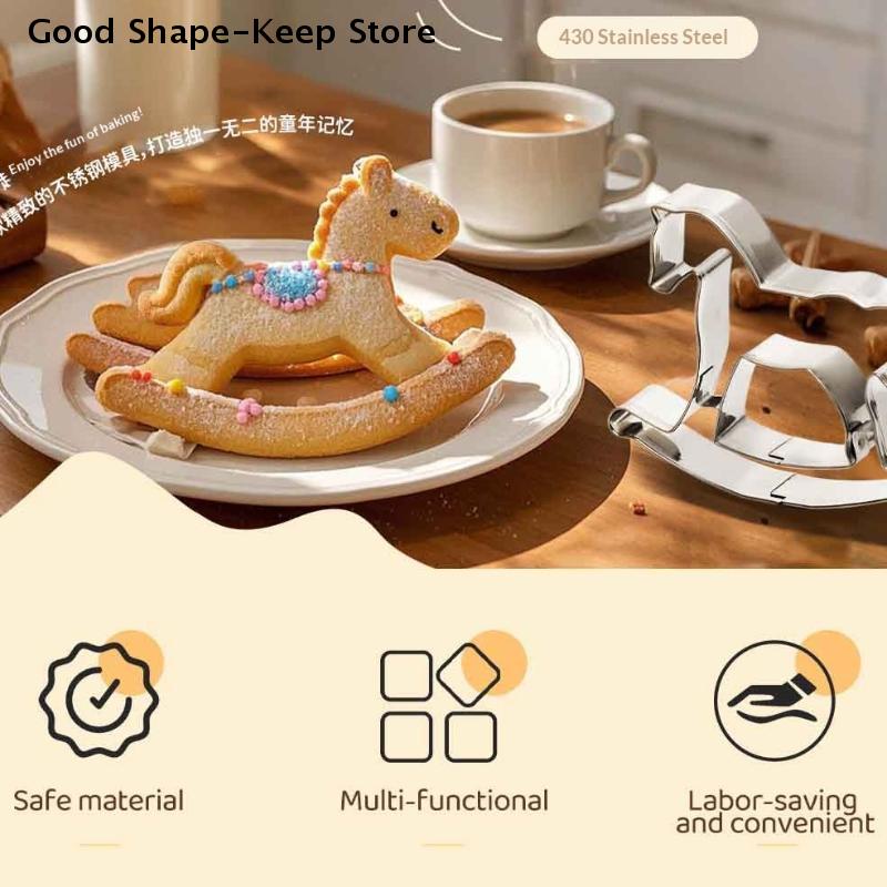 2026 Stainless Steel Horse Cookie Cutter Mould Rocking Horse Shapes Biscuit Mold Fondant Pastry Decor Baking Tools