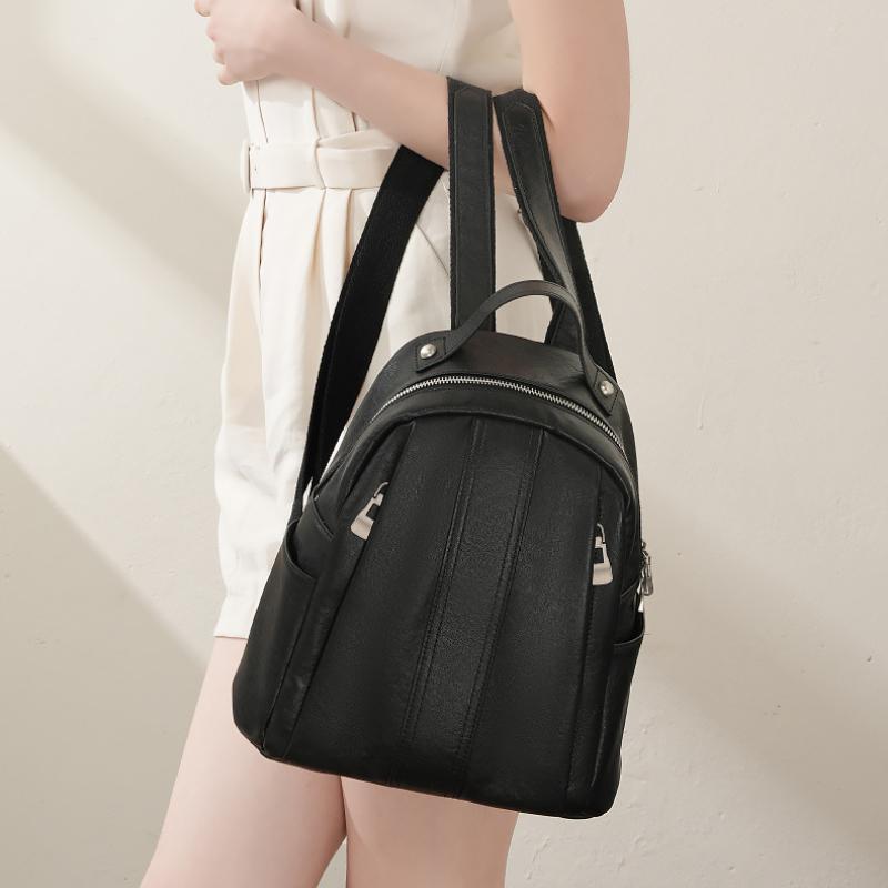 Head layer cowhide backpack, small backpack, trendy and versatile women's backpack, large capacity soft leather bag