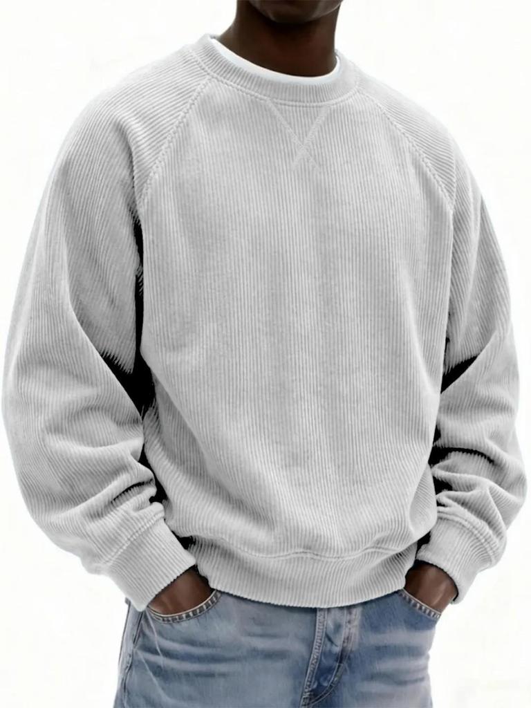 Męska Sztruksowa Bluza z Kapturem na 2025 - Casualowa z Okrągłym Dekoltem na Wiosnę i Jesień