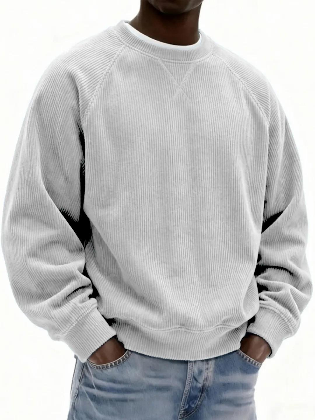 

2025 Men s Fashion Corduroy Hoodie - Casual Round Neck for Spring & Autumn S білий