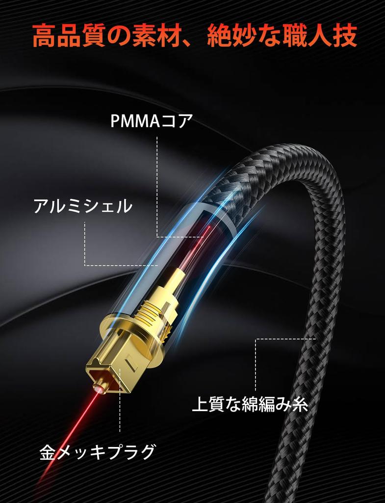VANAUX Optical Digital Toslink Fiber Optic Digital Optical Audio Cable for Home Theater CD Game and More Black Cable, S/PDIF Use, Soundbars, TVs, PS4,
