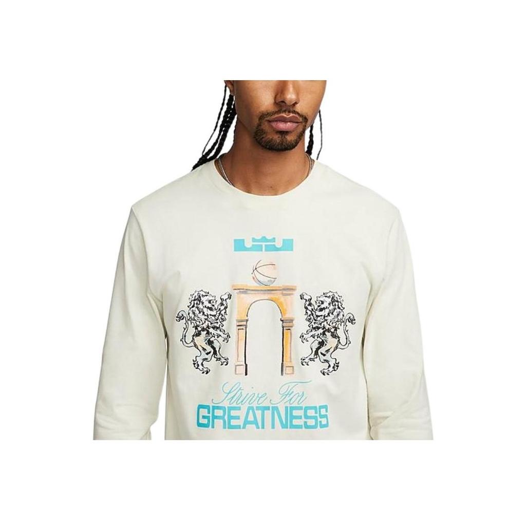 Nike LeBron 2 Weiches Baumwoll-Rundhals-Langarmshirt Herren Tops Seeglas FQ4908-020