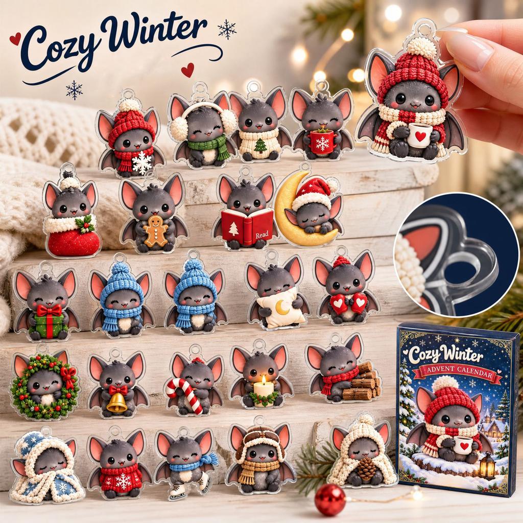 Winter Warm Acrylic Charm with Cute Hanging Ornament for Christmas Decoration Gift Box