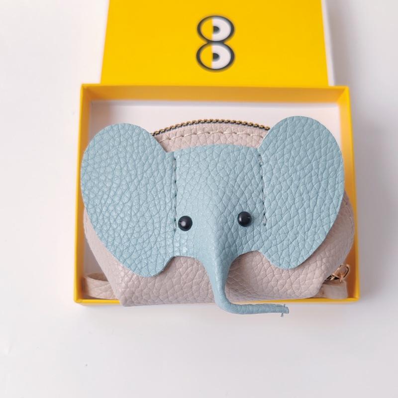 Pu Leather Baby Elephant Coin Purse Women'S Bag Pendant Creative Card Holder Storage Lipstick Envelope Zipper Money Bag