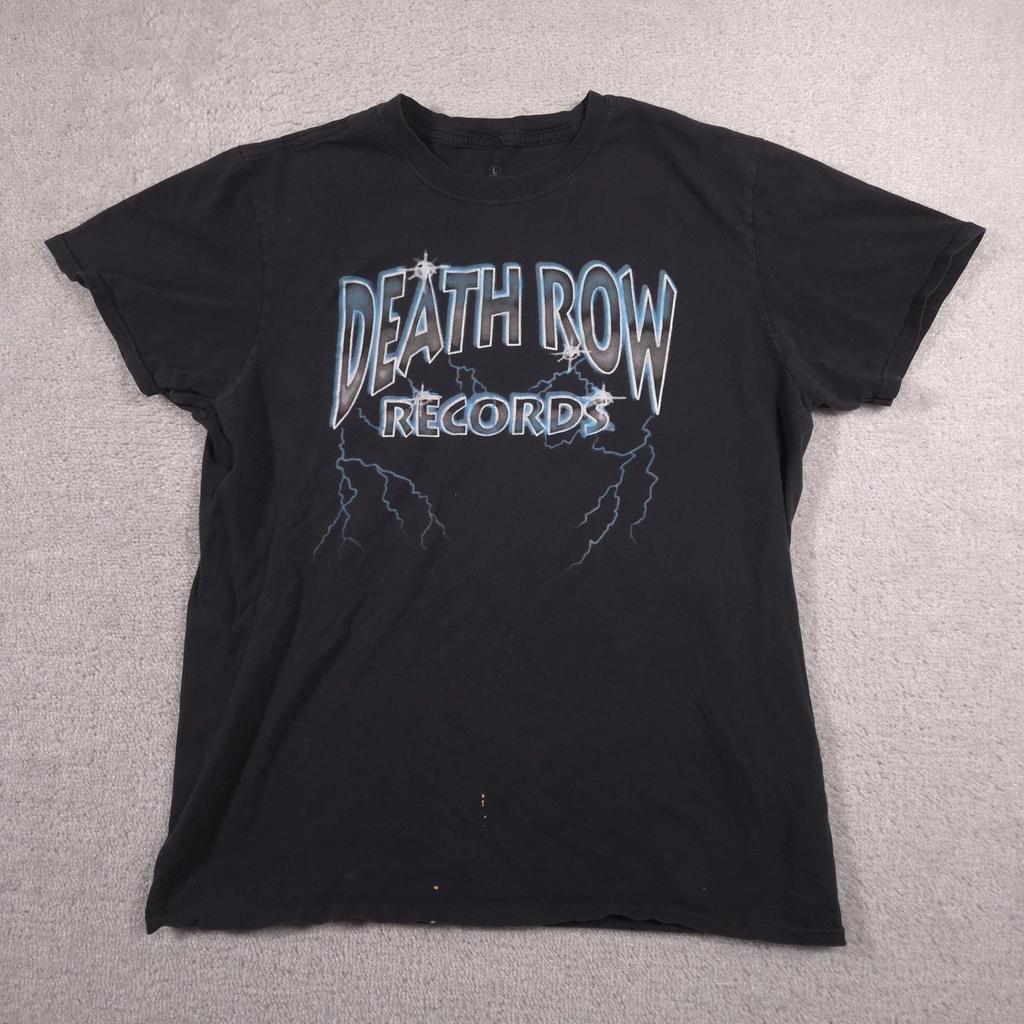 Death Row Records Shirt Mens Large Black Lightning Logo Graphic Tee Rap Hip Hop