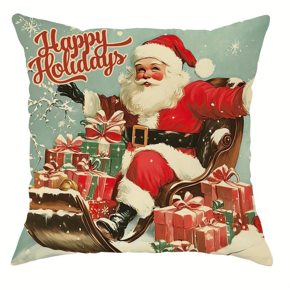 Merry Christmas Decoration Pillowcase New Year Gift Santa Claus Fawn Pattern Home Room Decoration Sofa Cushion Cover