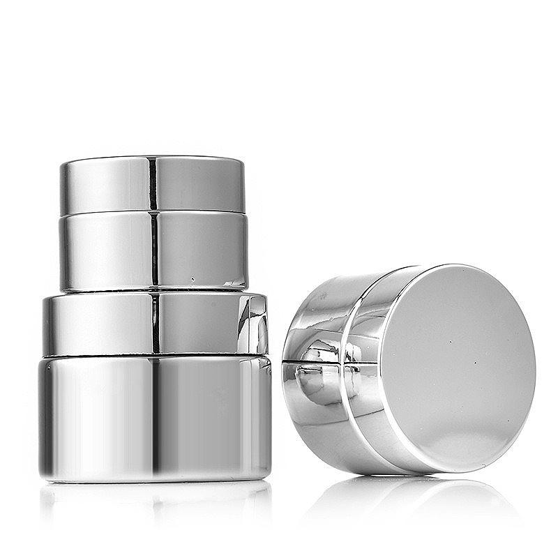 5-50g Glass Cream Jar Silver, Refillable Portable Cosmetic Container for Face Eye Cream Sample