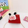 Red Lovely Plush Crossbody Bag With Adorable Characters Ideal For Kids Stylish Daily Wear