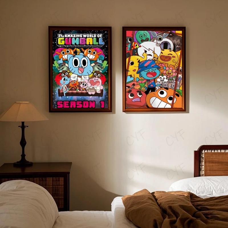 Fashion T-The Amazing World of Gumball Poster HD Art Sticky Wall Waterproof Home Living Room Bedroom Bar Aesthetic Decoration
