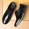 Men's PLUS SIZE PU Leather Solid Casual Shoes Wear-resistant Non Slip Lace-up Dress Shoes Men's Office Daily Footwear