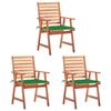 Day and Night - Day and Night Garden Dining Chairs 3 Units Solid Acacia Wood and Cushions
