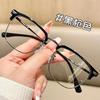 With Internet celebrities plain face metal alloy degree round face half frame thin frame men's glasses women's trend