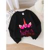 Mädchen Sweatshirt mit Rundhalsausschnitt und magischem Einhorn-Herz, maschinenwaschbar. Ideal für Frühling und Herbst