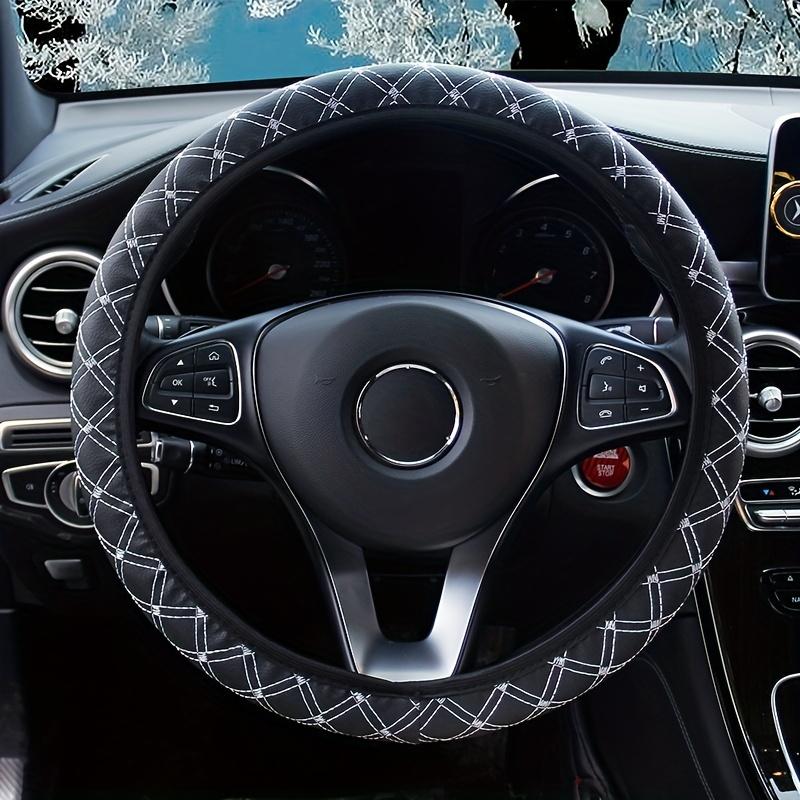 3pcs Steering Wheel Cover Gear Shift Cover Handbrake Cover Fit For 38cm/15", Without Inner Ring