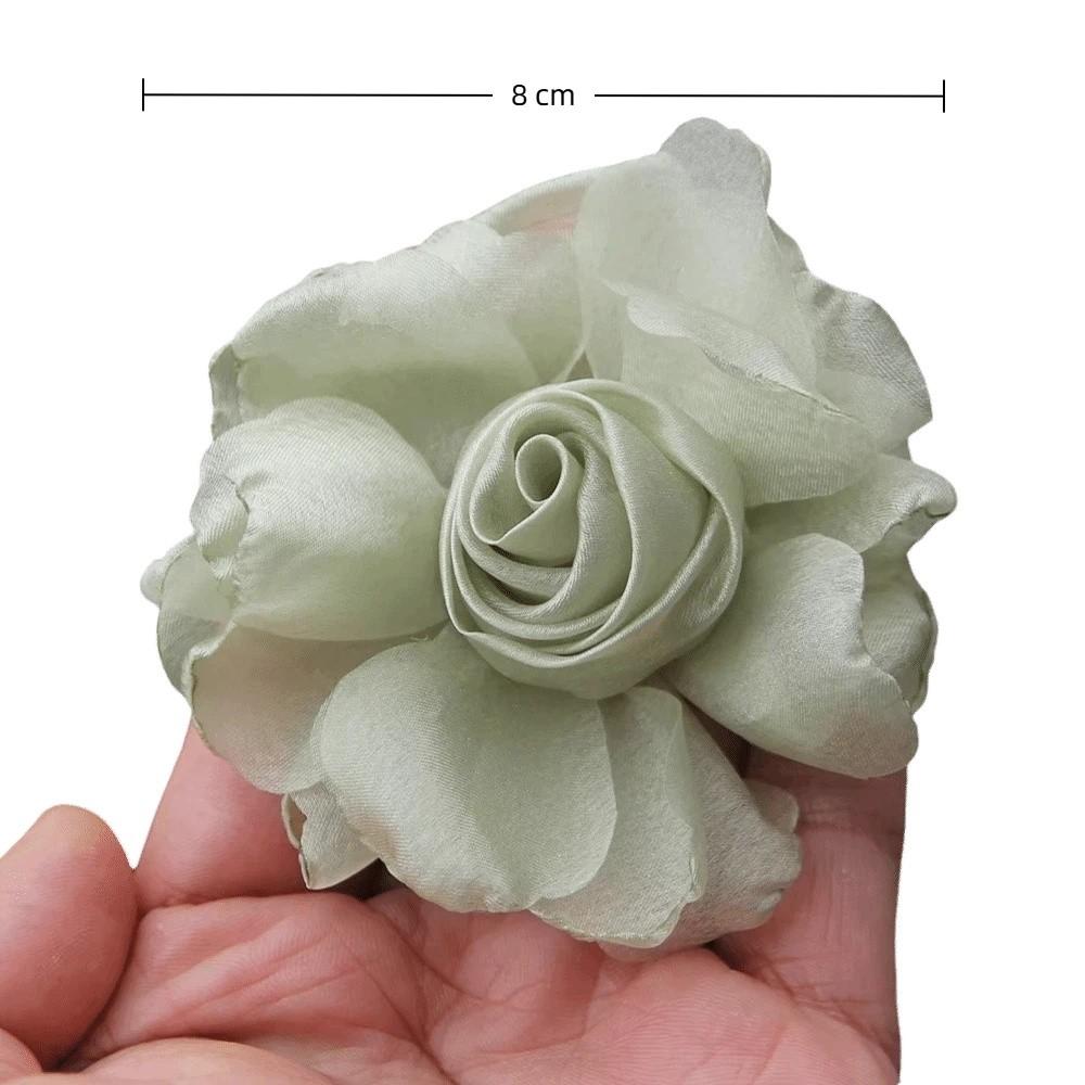5Pcs 8cm Silk Roses Flower Head DIY Burnt Fabric Hair Flowers Women Hair Accessories