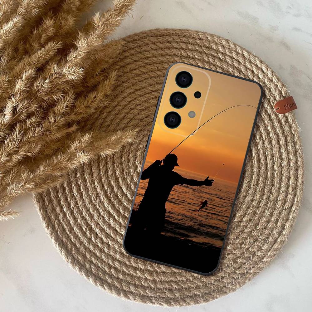 Carp Fish Fishing rod coque Phone Case For Samsung S25,S24,S21,S22,S23,S30,Ultra,S20,Plus,Fe,Lite,Note,10,9,5G Black Cover