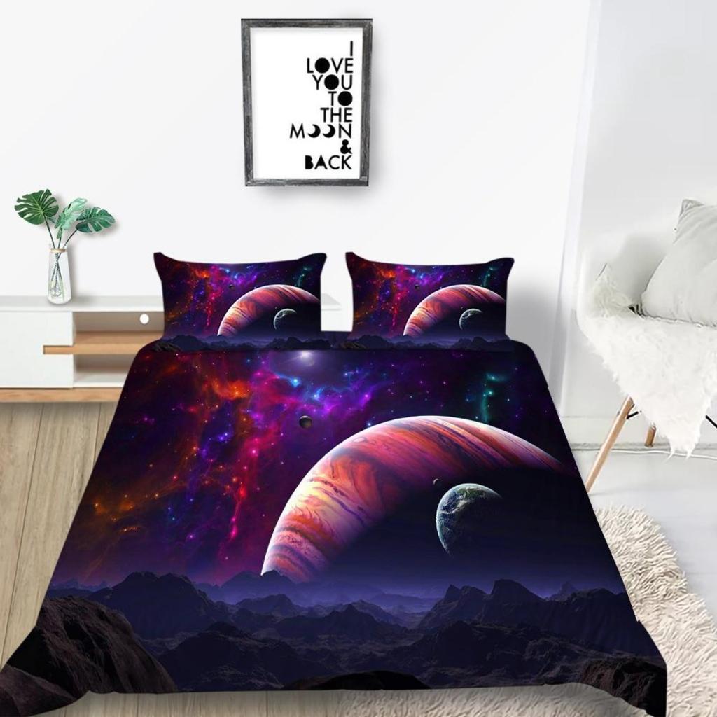 3D Cosmic Starry Sky Theme Printing Home Bedding Set Quilt Cover Pillowcase Bed Sheet/double Bed Full Size Bedding Home Decoration