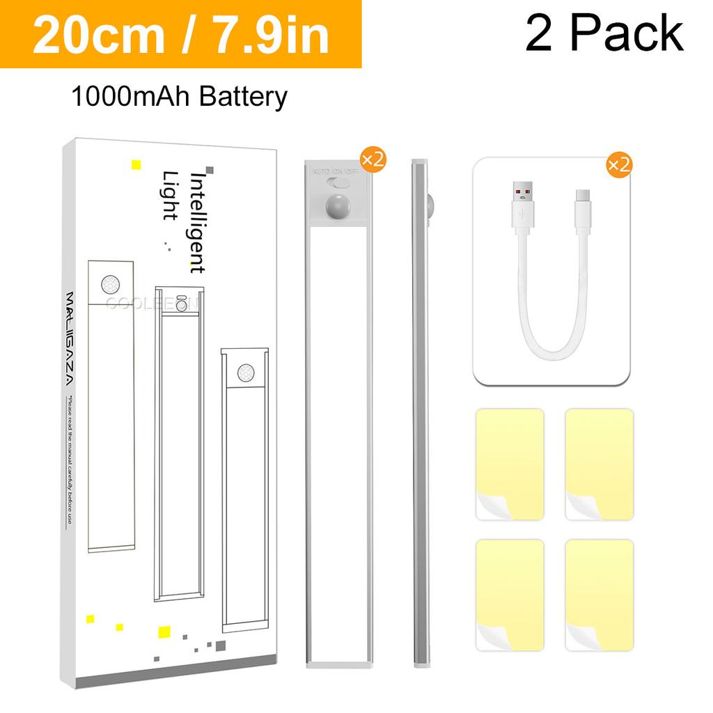 Unterschrank-Bewegungssensorlampe 20 30 cm 3-Farben-Lichtleiste Einstellbares LED-Licht Wiederaufladbare dimmbare magnetische Innen-Nachtlampe