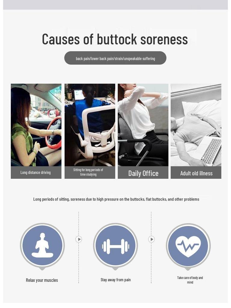 3U Women's Breathable Hemorrhoid Seat Cushion – Hollow Design for Pregnancy Comfort and Hip Support