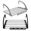 Foldable Clothes Airer Clothes Reusable Household Hanging Rack with Sock Clip Laundry Drying Rack for Bathroom Balcony Railings