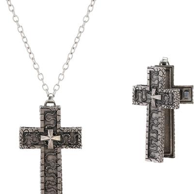 Tintenfisch-Halskette, Spiel Geheimes Fach Kreuz-Halskette - Legierung, 3D-Stereo-Schnitzerei, Herren Vintage Große Kreuz-Halskette