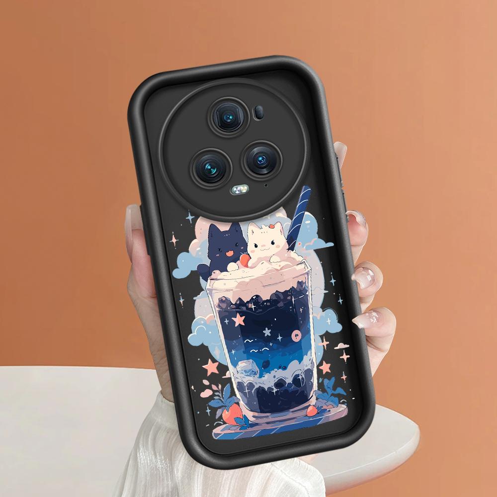 Soft Silicone Square Ladder Printing Pattern Phone Casing Full Cover Camera Shockproof Protection Rubber Case for Huawei Honor