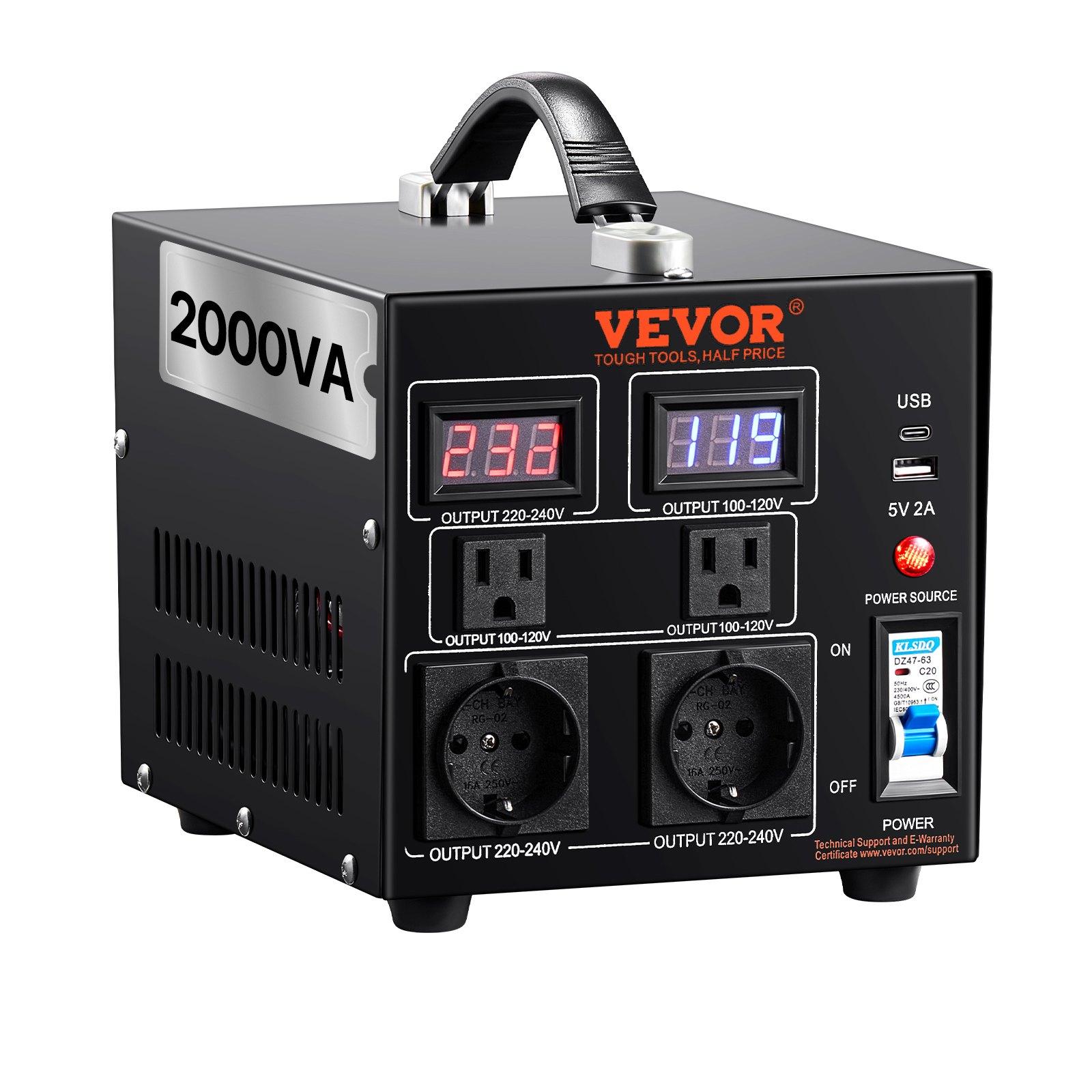 VEVOR Voltage Converter Transformer, 2000VA, Heavy
