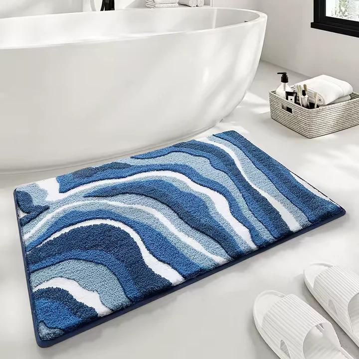 Modern Minimalist Cashmere Skin-friendly Floor Mat, Comfortable and Soft Non-slip Bathroom Floor Mat for Shower Rooms