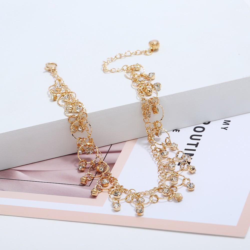 Nouvelle Mode Été Plage Chaîne de Pied Bijoux Pour Femmes Exquis Or Argent Couleur Strass Brillants Bracelets de Cheville Cheville