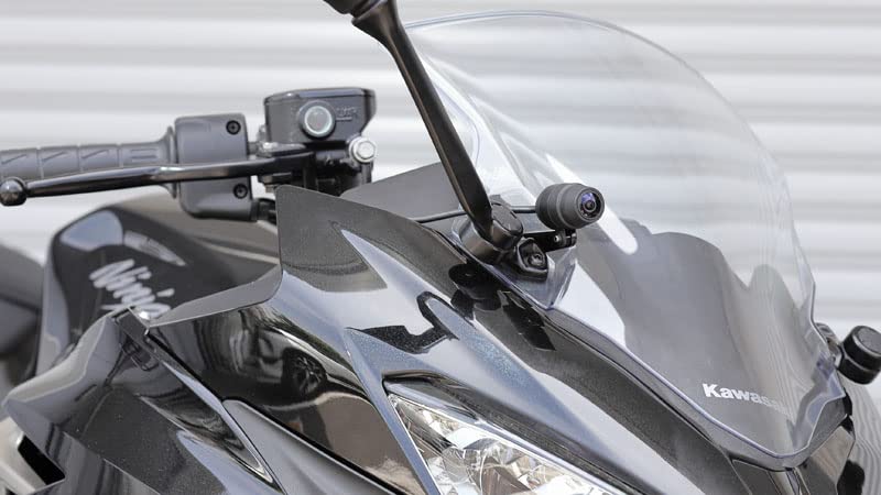 Kijima Motorcycle Parts Dash Cam Brackets, Front and Rear Set, Steel, Black, for Ninja 250/400 ('18-), 304-5181