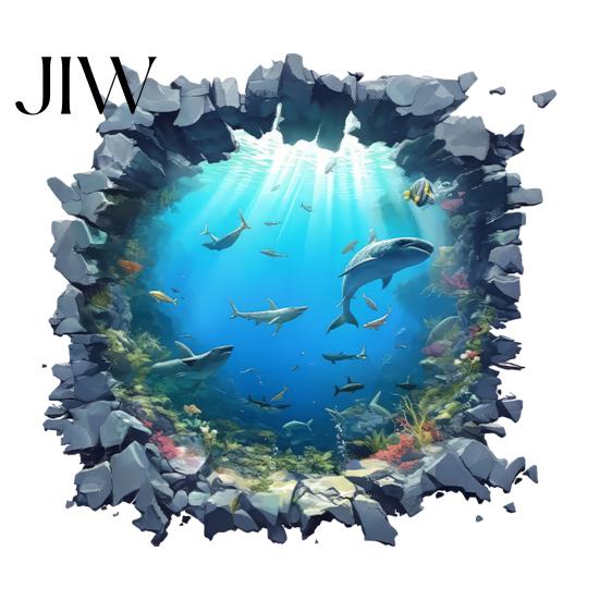 Sunlight Ocean View Wall Decals Underwater Shark Sticker, Realistic 3D Decal, Waterproof Decor PVC Mural for Living Room Bedroom Bathroom