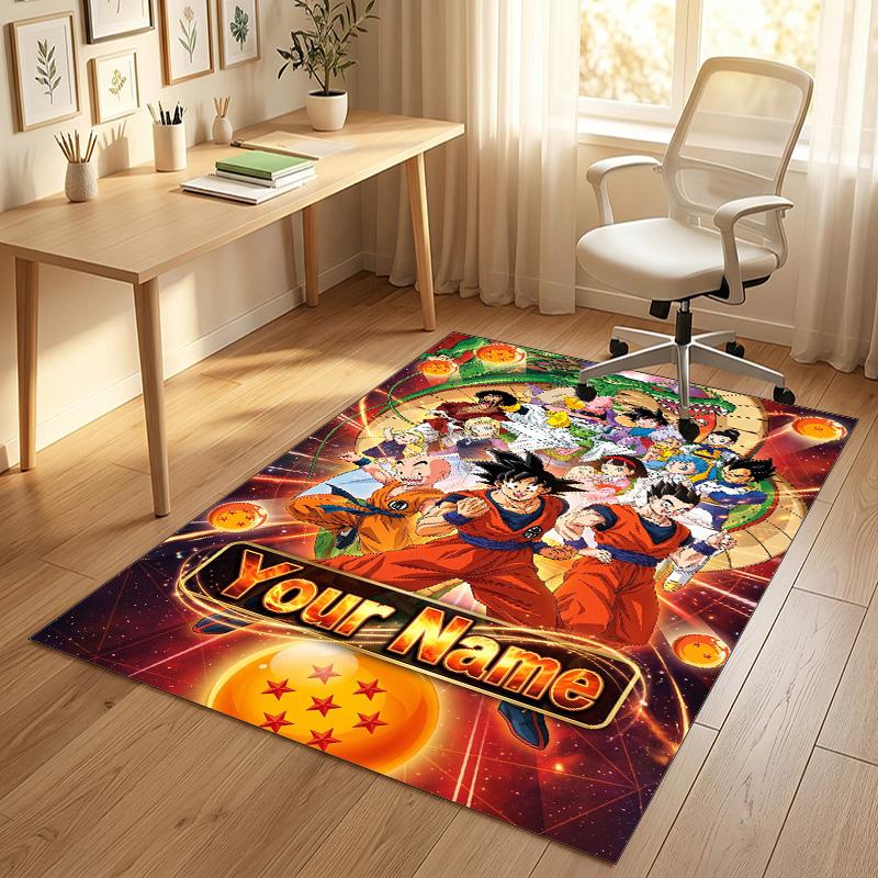 Personalized Crystal Velvet Carpet,Dragon Ball Custom Printed Name, Plush Area Rug For Home Indoor Decor