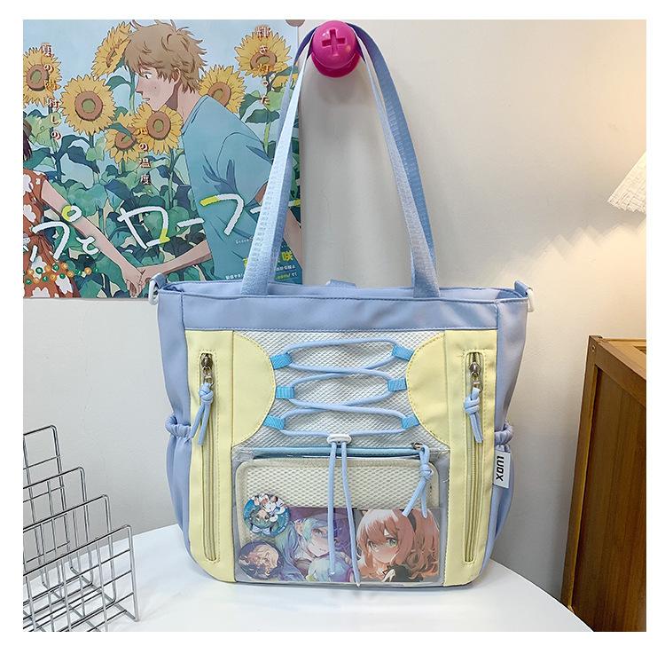 

Сумка-тоут большой вместимости, сумка для боли для студента колледжа, повседневная сумка-мессенджер на каждый день для поездок на работу, прозрачная сумка из милета для девушек синий