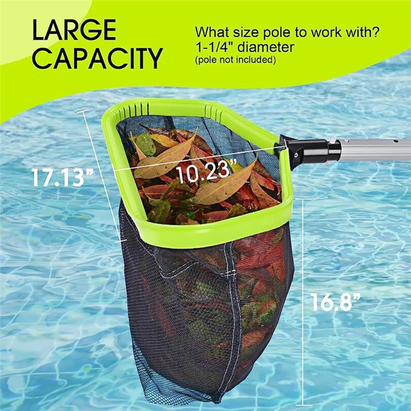 BAAU Upgraded Pool Skimmer Net Professional Ultra Fine Mesh Pool Leaf Net For Cleaning With Double-Layer Deep Trash Bag