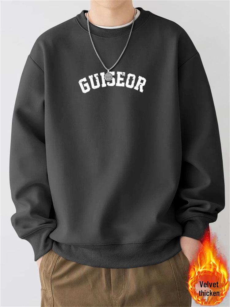 Men's Retro Heavyweight Crewneck Sweatshirt - Autumn/Winter Trendy Loose Pullover