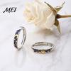 Starry Sky Ring Set Finger Ring, Adjustable Fit Couple Rings, Zinc Alloy Band Matching Bands with Sun Moon Design for Anniversary Daily Wear Romantic