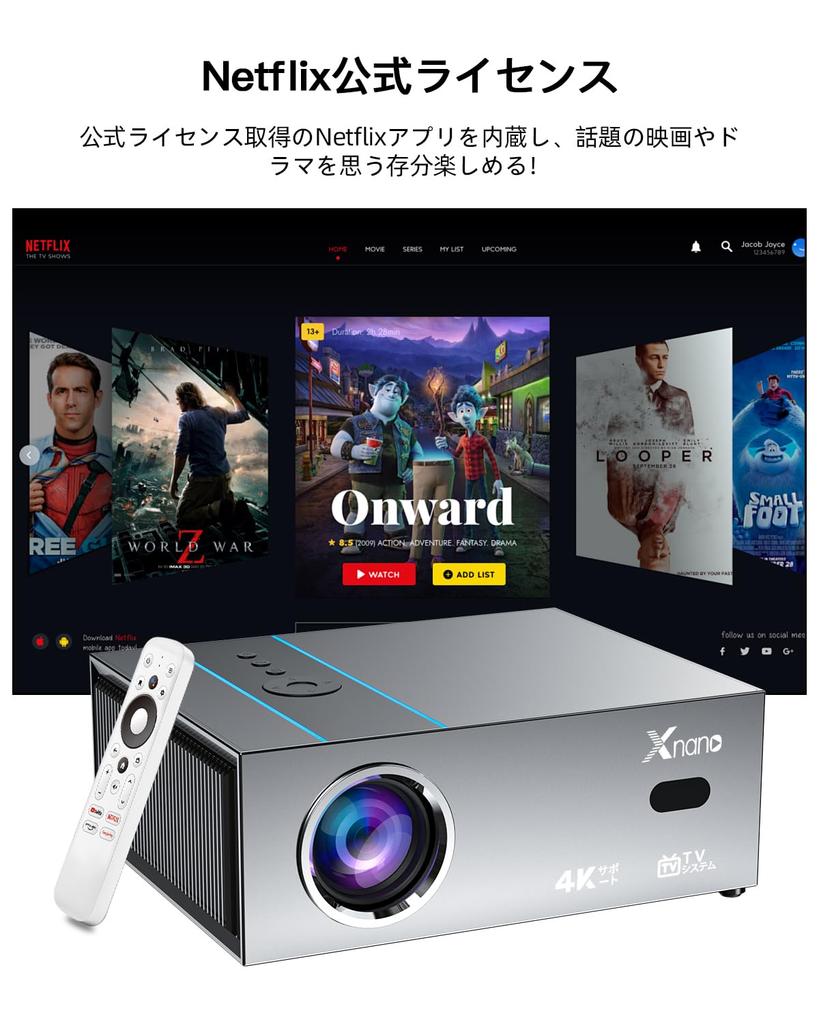 Officially Licensed Netflix Projector with Auto Focus and AI XNANO X6ATV 4K Projector for Home and Business DoIby Android TV and True 1080P WiFi