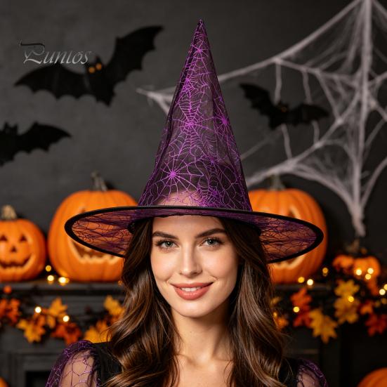 Lightweight Breathable Cap Cone-shaped Transparent Organza Witch Hat, Halloween Costume Accessory Hat for Wizard Party Decorations And Cosplay