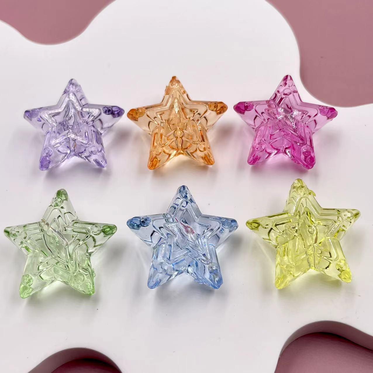 

25x23мм Прозрачный Трехслойный Разноцветный Глиттер Пятиконечная Звезда DIY Аксессуар для Цепочки Чехла Телефона. разноцветный