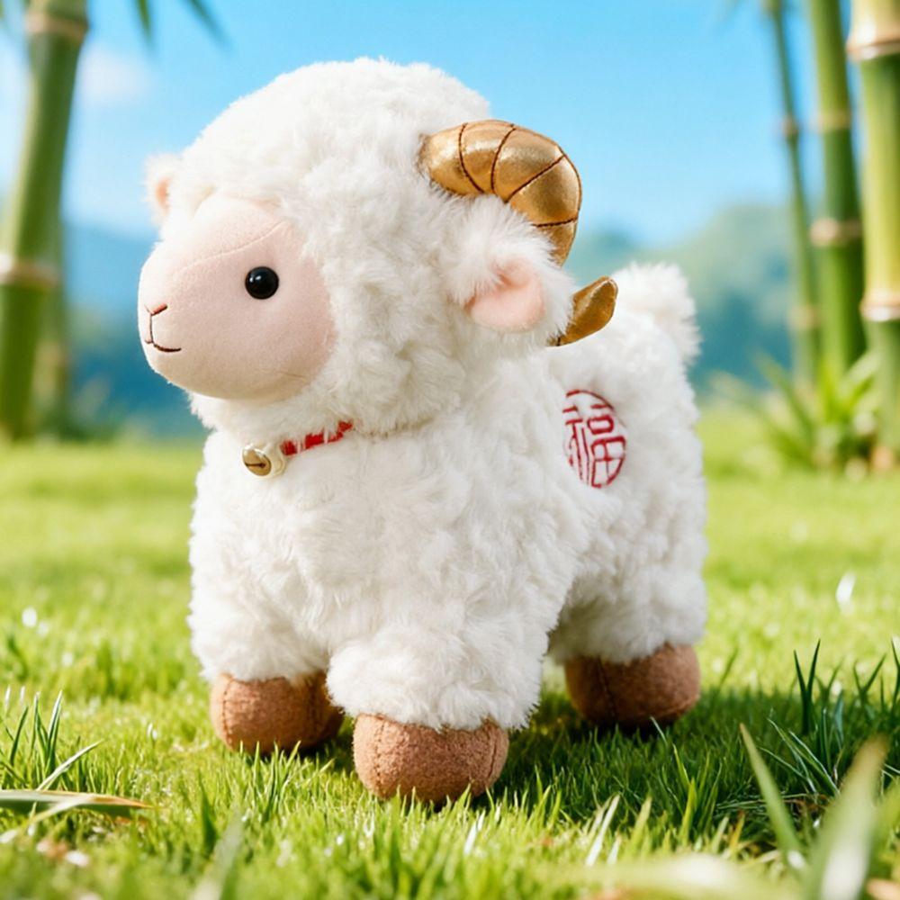 Soft Plump Design Sheep Plush Toy Curly Hair Goat Doll Zodiac Sheep Plush New Year Celebration