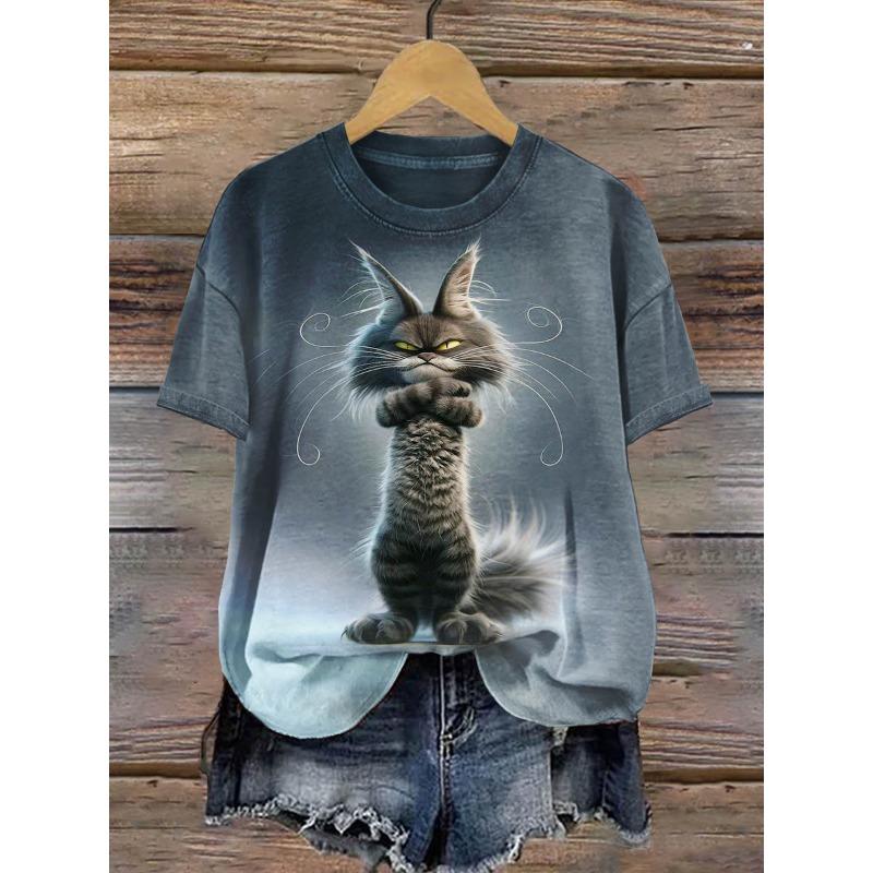 Short Sleeved Summer Thin Vest Women's T Shirt 3D Digital Animal Insect Printed Top