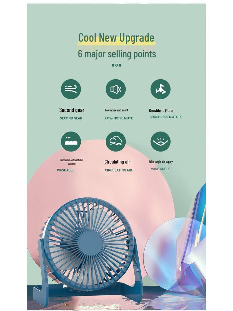 5-Inch USB Mini Electric Desk Fan, Silent Student Office Cooling