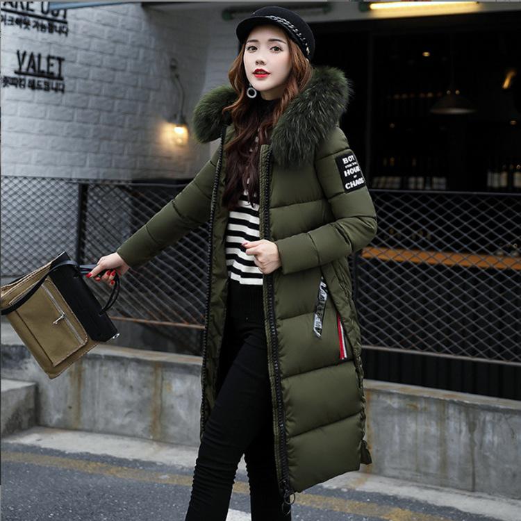Autumn and Winter New Item, Slim Fit Cotton Jacket, Women's, Medium To Long Style, Fashionable, Big Fur Collar, Thick, Cotton Jacket for Women